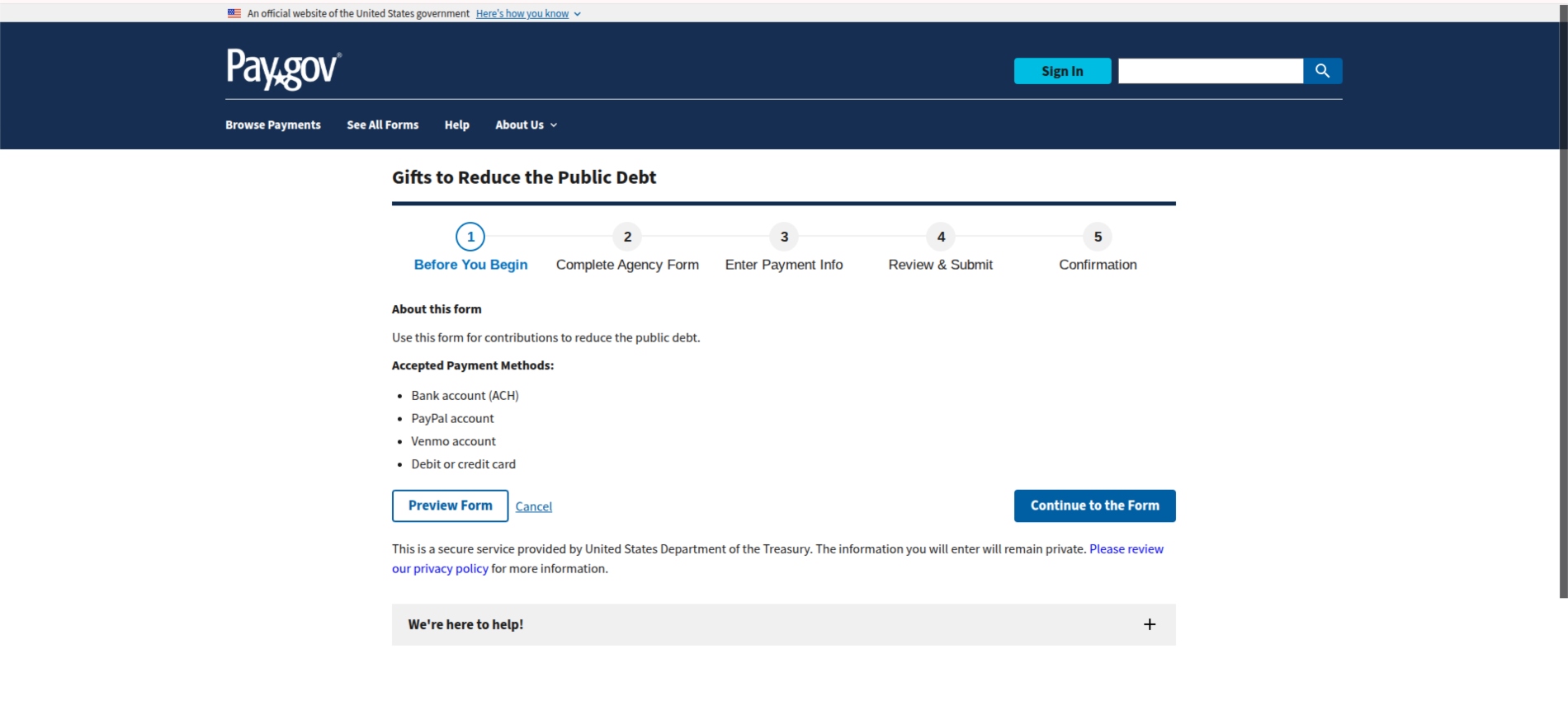 pay.gov page
