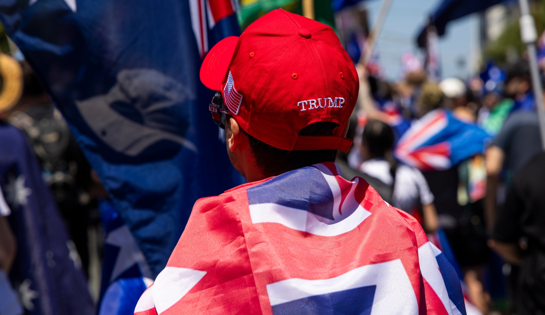 trump supporter in MAGA hat